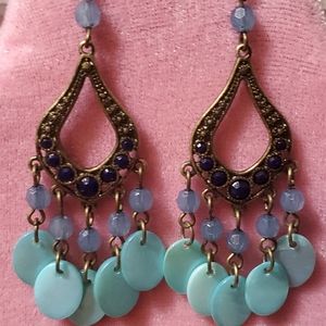 Blue and Brown Dangling Earrings